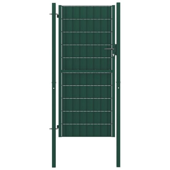 Vidaxl Vrata za ograjo PVC in jeklo 100x164 cm zelena