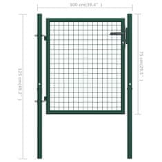 Vidaxl Vrata za ograjo iz jekla 100x75 cm zelena