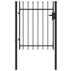 Greatstore Enojna vrata za ograjo koničasta jeklo 1x1,2 m črna