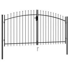Vidaxl Dvojna vrata za ograjo koničasta jeklo 3x1,5 m črna