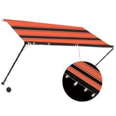 Vidaxl Zložljiva tenda z LED lučmi 250x150 cm oranžna in rjava