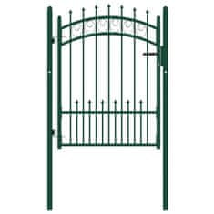 Vidaxl Vrata za ograjo s konicami jeklo 100x125 cm zelena