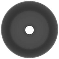 Vidaxl Razkošen umivalnik okrogel mat temno siv 40x15 cm keramičen