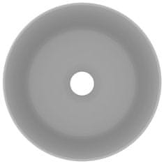 Vidaxl Razkošen umivalnik okrogel mat svetlo siv 40x15 cm keramičen