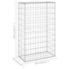 Vidaxl Gabionska stena s pokrovi iz pocinkanega jekla 60x30x100 cm