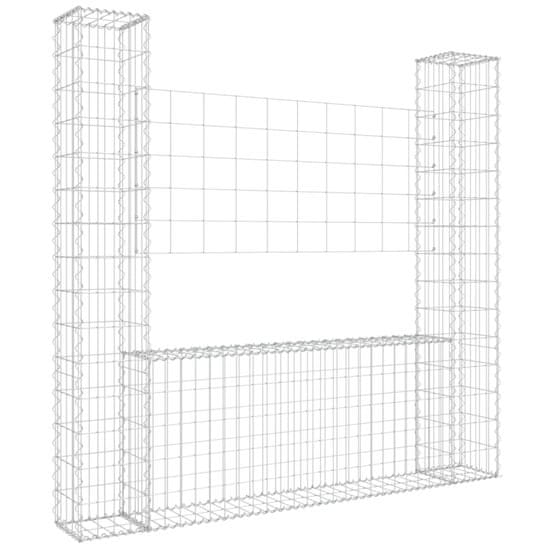 Greatstore Gabion košara U-oblike z 2 stebroma železo 140x20x150 cm