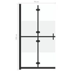 Vidaxl Zložljiva pregrada za tuš delno mlečno ESG steklo 70x190 cm