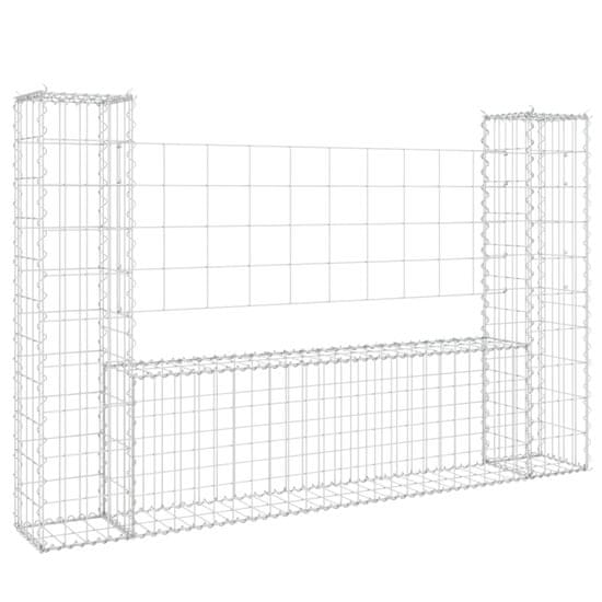 Vidaxl Gabion košara U-oblike z 2 stebroma železo 140x20x100 cm