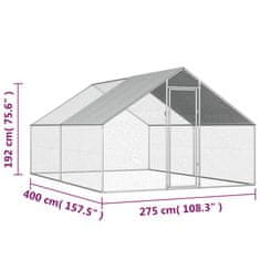 shumee Kletka za piščance na prostem 2,75 x 4 x 1,92 m pocinkano jeklo