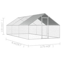 Vidaxl Zunanji kokošnjak 2,75x6x1,92 m pocinkano jeklo