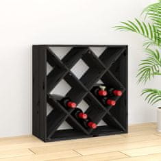 Vidaxl Stojalo za vino Črna 62x25x62 cm trdna borovina