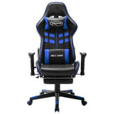 Vidaxl Gaming stol z oporo za noge črno in modro umetno usnje