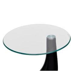 Vidaxl Klubska mizica z okroglim steklom visok sijaj črna