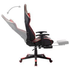 Vidaxl Gaming stol z oporo za noge črno in rdeče umetno usnje