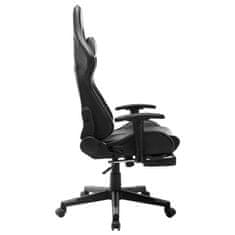 Vidaxl Gaming stol z oporo za noge črno in sivo umetno usnje