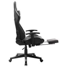 Vidaxl Gaming stol z oporo za noge črno in sivo umetno usnje