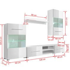 Vidaxl 5-Delni komplet pohištva TV enota in LED osvetlitev bele barve