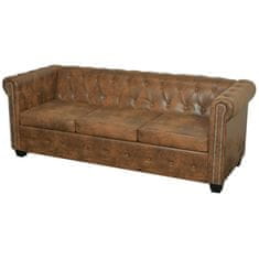 Vidaxl Chesterfield kavč dvosed in trosed rjave barve