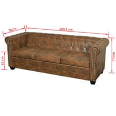 Vidaxl Chesterfield kavč dvosed in trosed rjave barve