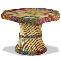 Vidaxl Klubska mizica iz bambusa s Chindi detajli večbarvna