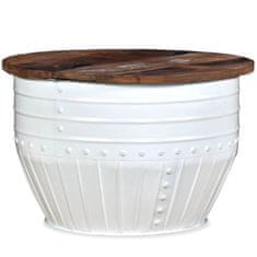 Vidaxl Klubska mizica iz trdnega predelanega lesa bela oblika soda