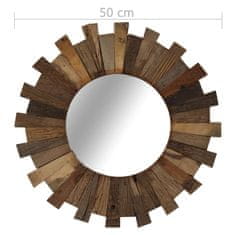 Vidaxl Stensko ogledalo iz trdnega predelanega lesa 50 cm