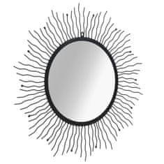 Vidaxl Vrtno stensko ogledalo sonce 80 cm črne barve
