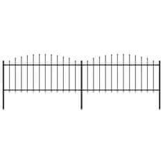 Vidaxl Vrtna ograja s koničastimi vrhovi jeklo (0,5-0,75)x3,4 m črna