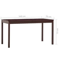 Vidaxl Jedilna miza temno rjava 140x70x73 cm borovina