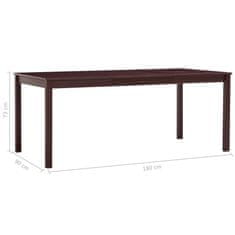 Vidaxl Jedilna miza temno rjava 180x90x73 cm borovina