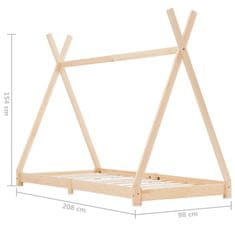 Vidaxl Otroški posteljni okvir iz trdne borovine 90x200 cm