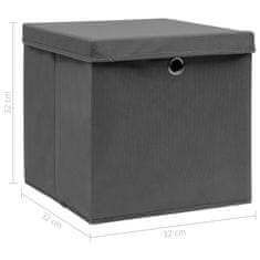 shumee Škatle za shranjevanje s pokrovi x 10 sive 32x32x32 cm blago