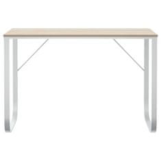 Vidaxl Računalniška miza bela in hrast 110x60x73 cm iverna plošča