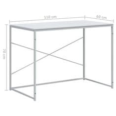 Vidaxl Računalniška miza bela 110x60x70 cm inženirski les