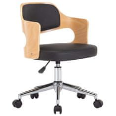 Vidaxl Vrtljiv pisarniški stol črn ukrivljen les in umetno usnje