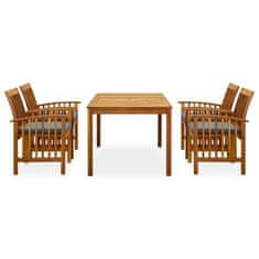 Vidaxl 3058088 5 Piece Garden Dining Set with Cushions Solid Acacia Wood (45962+2x312130)