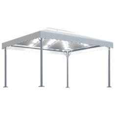 Vidaxl Paviljon z LED lučkami 400x300 cm krem aluminij