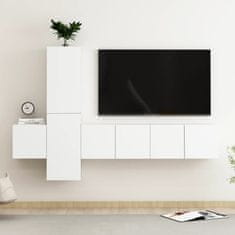Vidaxl Komplet TV omaric 5-delni bela iverna plošča