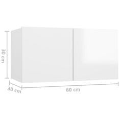 Vidaxl Viseča TV omarica 2 kosa visok sijaj bela 60x30x30 cm