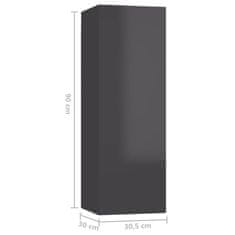 Vidaxl TV omarice 4 kosi visok sijaj sive 30,5x30x90 cm iverna plošča