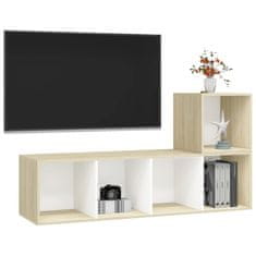 Vidaxl Komplet TV omaric 2-delni bel in sonoma hrast iverna plošča