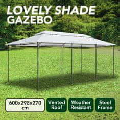 Vidaxl Paviljon 600x298x270 cm bel 180g/m2