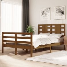 Vidaxl Okvir za posteljo, medeno rjava, masivni borov les, 120x200 cm