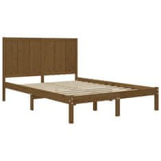 Vidaxl Okvir za posteljo, medeno rjava, masivni les, 150x200 cm, velika velikost