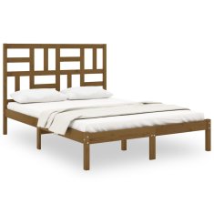 Vidaxl Okvir za posteljo, medeno rjava, masivni les, 140x200 cm