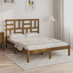 Vidaxl Okvir za posteljo, medeno rjava, masivni les, 140x200 cm