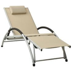 Vidaxl 310530 Sun Lounger with Pillow Textilene Cream