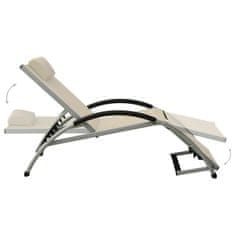 Vidaxl 310530 Sun Lounger with Pillow Textilene Cream