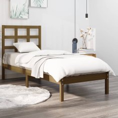 Greatstore Okvir za posteljo, medeno rjava, masivni les, 90x200 cm