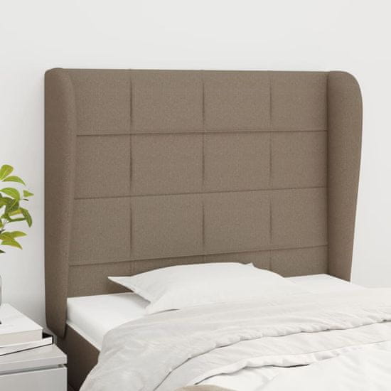 shumee vidaXL Vzglavje z ušesi taupe 103x23x118/128 cm blago